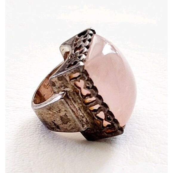 A.S Israel Sterling 925 Silver Large Rose Quartz Statement Ring Sz 5 22.42g - Picture 2 of 6
